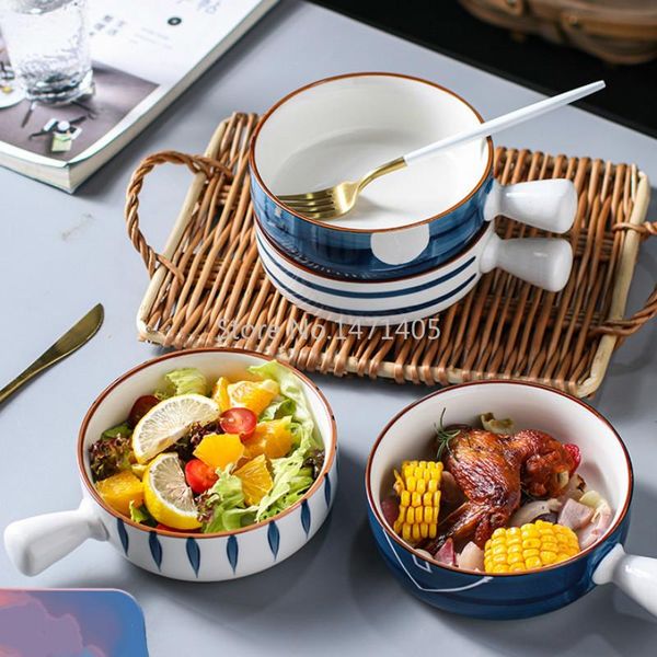 

bowls baking bowl household handle oven with large noodle soup ceramic student rice