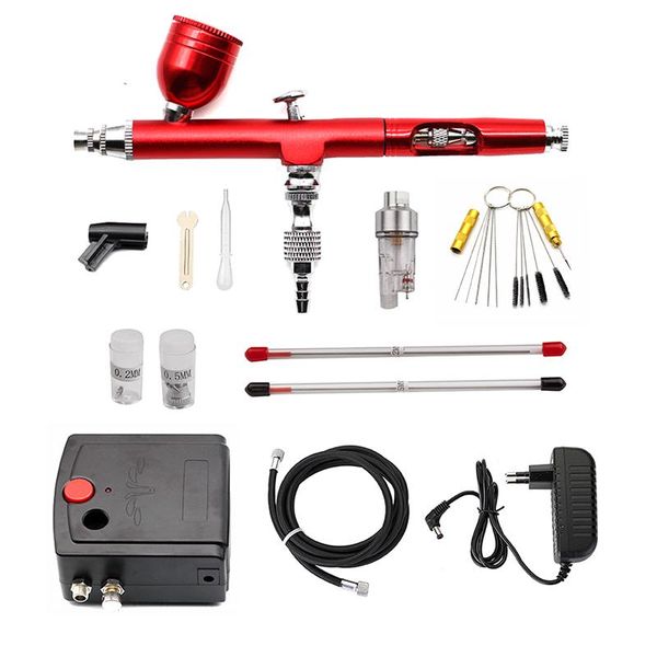 

professional spray guns dual-action airbrush compressor kit 0.3mm gun for nail model cake car fish shoes painting