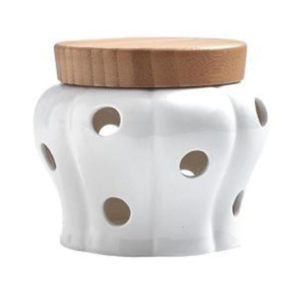 

storage garlic ginger tank jar bamboo cover kitchen organizer tools home decoration accessories bottles & jars