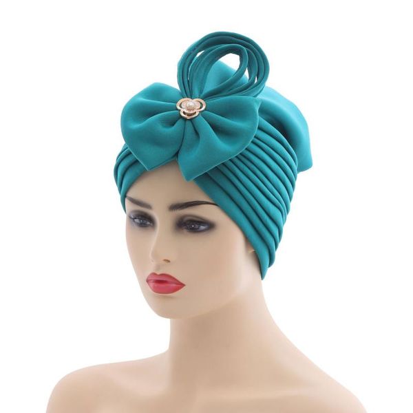 

beanie/skull caps muslim turban cap arab india hat female head wraps elegant party bonnet fashion african women headtie nigeria wedding, Blue;gray