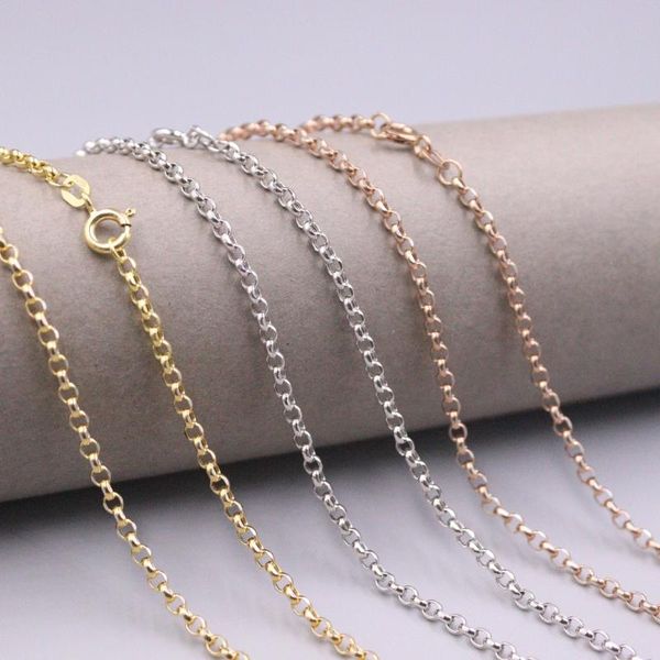 

chains au750 real 18k yellow gold chain neckalce for women 2.5mmw rolo necklace 18'l jewelry gift, Silver