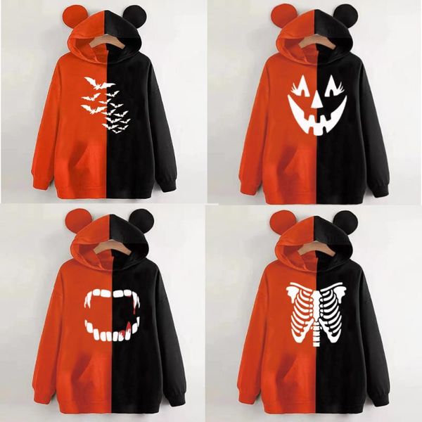 

men's hoodies & sweatshirts evil pumpkin head print pattern halloween pullovers long sleeves cosplay streetwear, Black