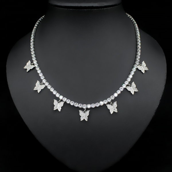 

chains butterfly super flash jewelry necklace wedding fashion ladies exquisite party style, Silver