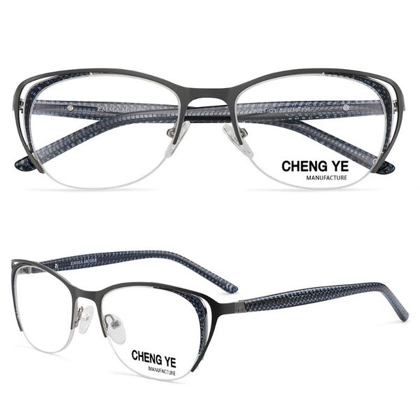 

fashion sunglasses frames spot retro snake pattern novel design metal semi rimless optical eyewear, Black