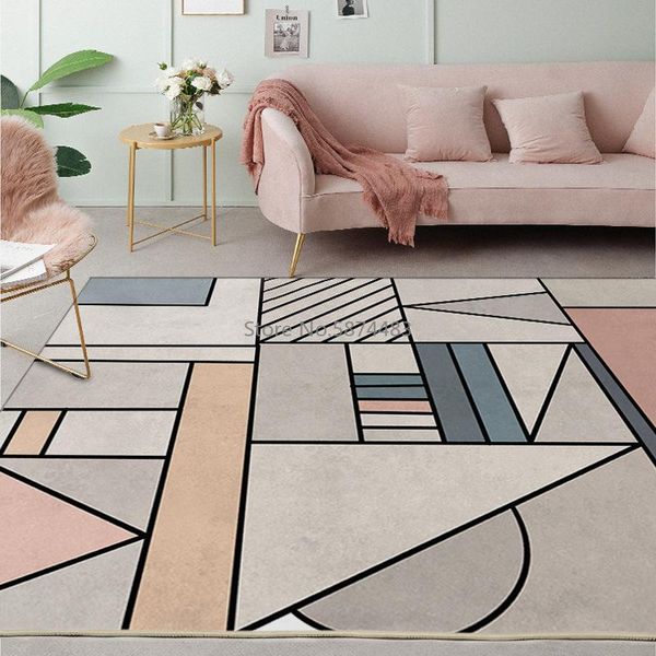 

fashion nordic geometric pattern stitching door mat bedroom living room bedside carpet floor customization carpets