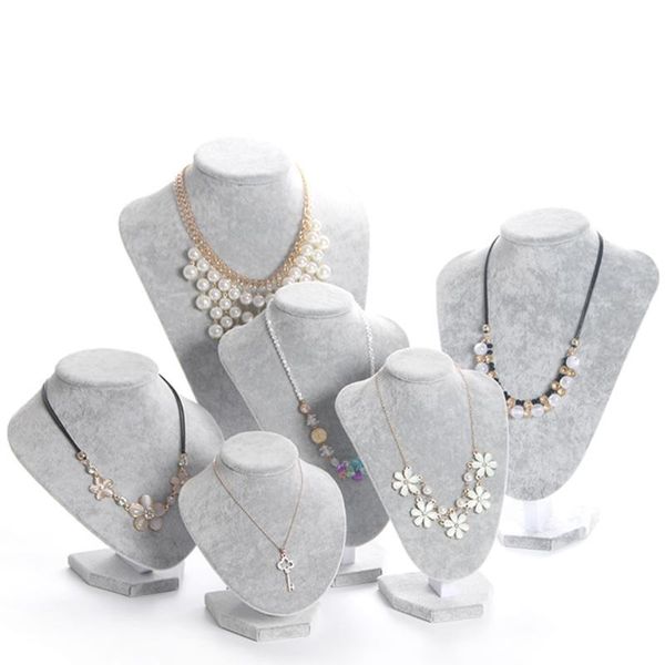 

jewelry pouches, bags classic 6options gray velvet display model bust show exhibitor for woman necklaces pendants mannequin organizer, Pink;blue