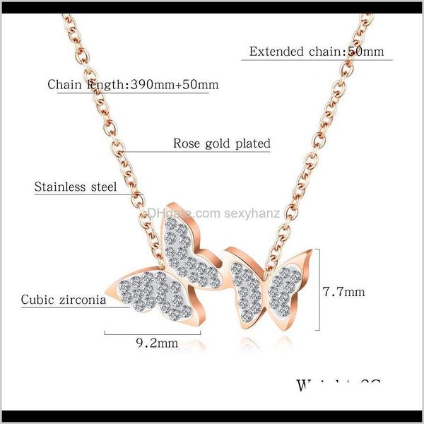 

& pendants jewelry drop delivery 2021 fashion butterfly chokers necklace gold color chains jewellery full crystal rhinestone design pendant, Silver
