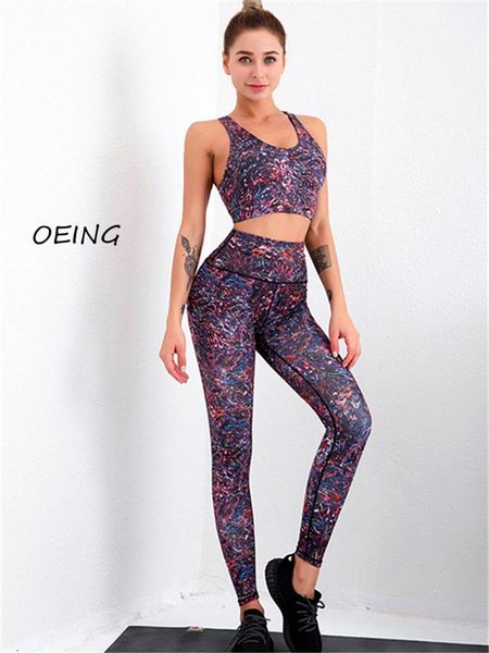 

yoga outfit entgoing print 2 piece set workout clothes for women gym clothing fitness