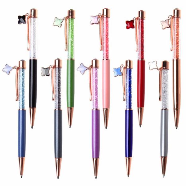 

beautiful ballpoint pen fashion star crystal pendant writing stationery metal school office supplies gift for girls c26 pens, Blue;orange