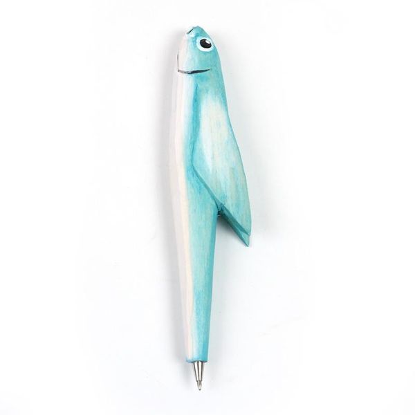 

ballpoint pens coloffice handmade creative wood carving sea animal flying fish pen office school writing supplies party favor gift, Blue;orange