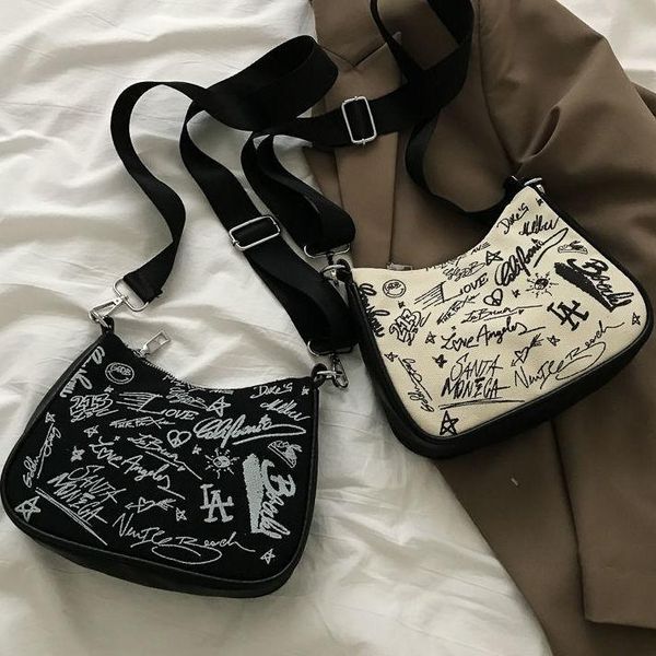 

evening bags small bag 2021 oblique girl hundred ins graffiti student korean version of the foreign gas one-shoulder canvas