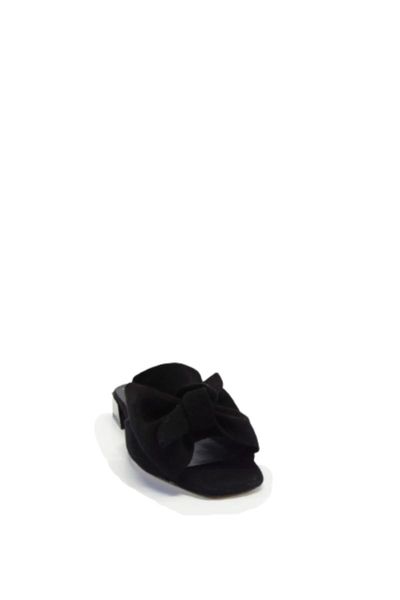 

suede genuine leather high-heeled female slippers, Black