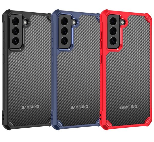 Акриловые прозрачные телефонные чехлы для iPhone 7 8 Plus XR XS 11 12 Mini Pro Max Samsung Galaxy S21 Fe Carbon Fiber Case