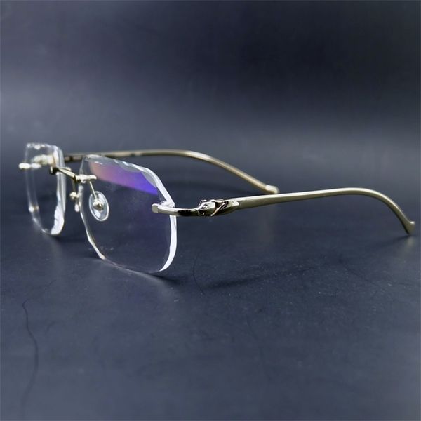Armação de óculos com corte de diamante transparente Carter Armação de óculos sem aro para homens e mulheres Óculos de luxo Oculos Ee Gau