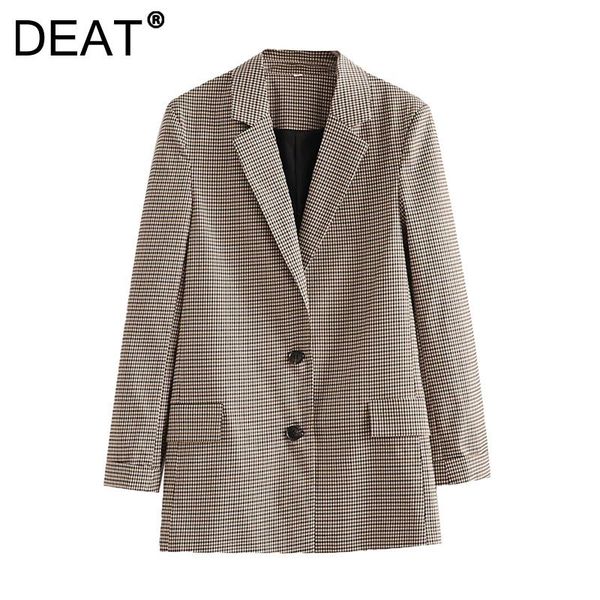 

women's suits & blazers [deat] 2021 autumn fashion tide coat long sleeve single-breasted turn-down collar lattice loose blazer women 13, White;black