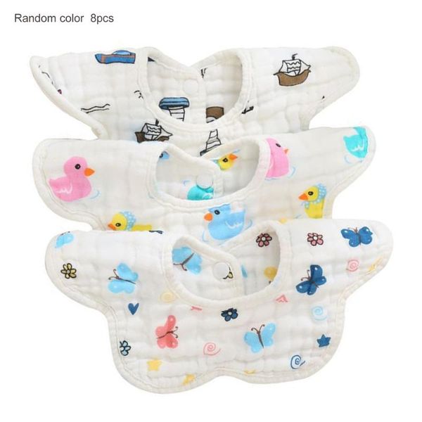 

bibs & burp cloths bib and 8-pieces 360-degree rotating anti-fouling deodorant absorbent cotton for boys girls 8 random colors