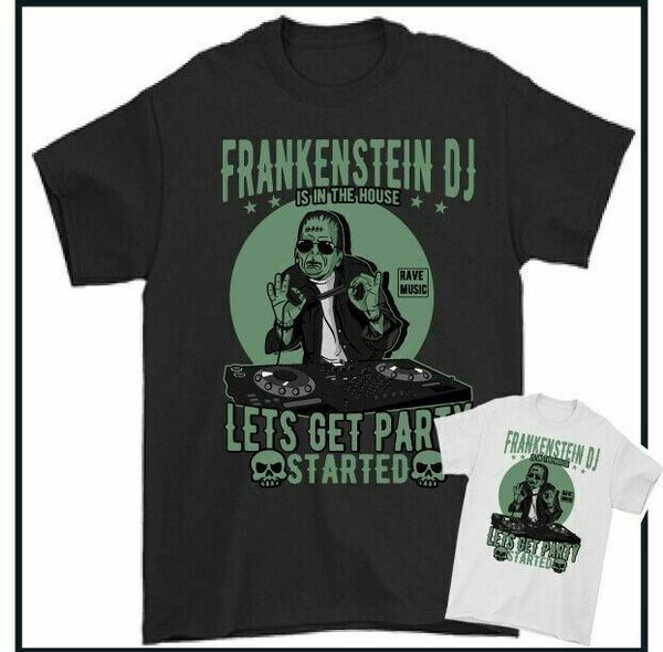

dj frankenstein t-shirt halloween decks technics turntable music dance hip hop, White;black