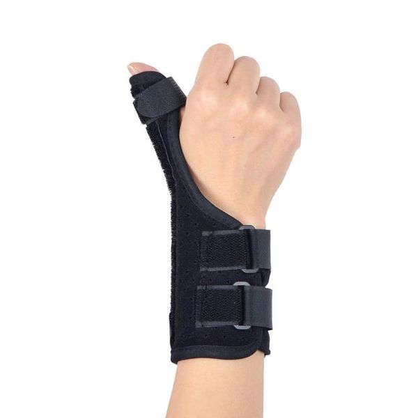 

finger protector thumb brace with removable splint and adjustable straps sports safety wrist support, Black;red