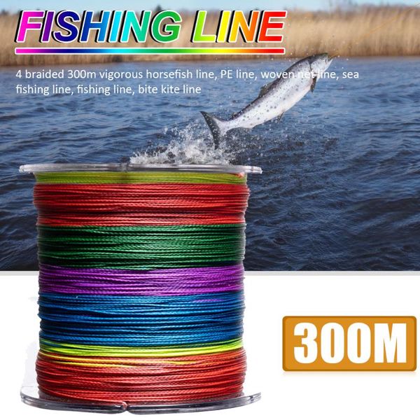 

braid line 300m super strong fishing 4 strands pe braided smooth coating wire for carp 0.23-0.28mm multicolor