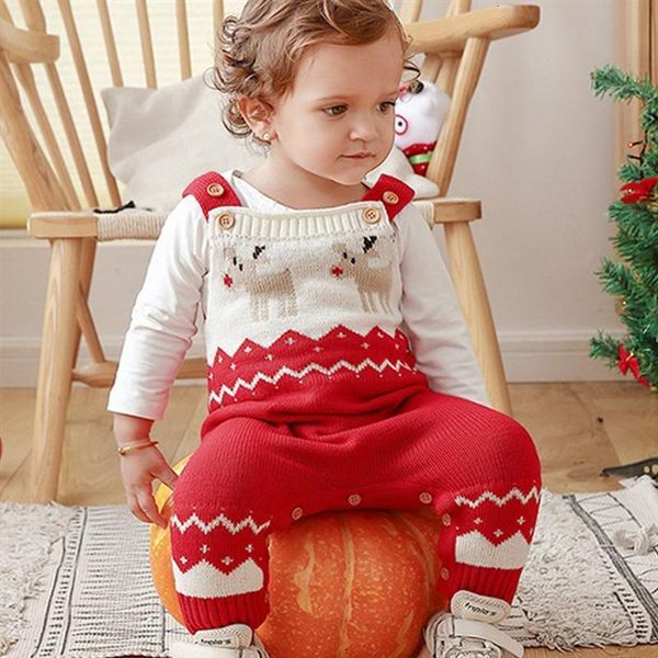 

women's jumpsuits & rompers 1pc christmas elk pattren kids children sweater clothes warm zkbk, Black;white