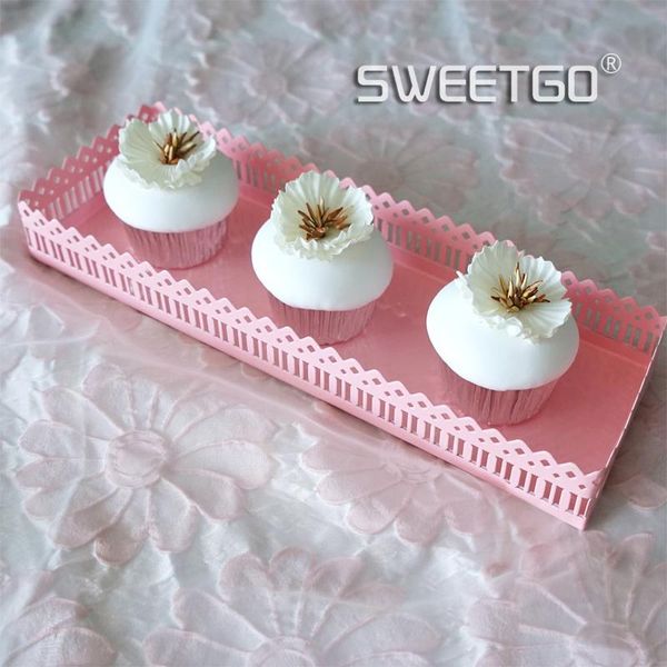 

other bakeware creative square pink lace pattern cupcake cake dessert tray plate wedding decorative display
