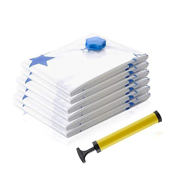 

set of 6 vacuum storage bags for mattress tent clothing duvets bedding pillows home organizer transparent saving space package & wardrobe