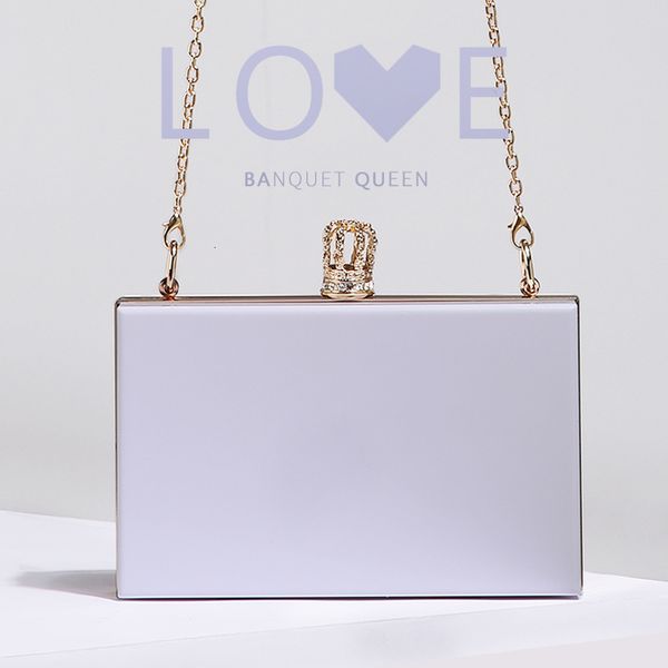 

evening bags crown pure white hand acrylic mini dinner cross chain small square