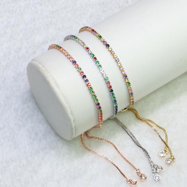 

link, chain 10 pcs rainbow color jewelry bracelet zircon mix metal gift for lady9176, Black