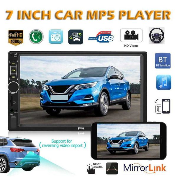 7 polegadas A7 2 Din Touch Screen Carro Estéreo FM Rádio Bluetooth Espelho Link Multimedia MP5 Player AUX FM Radio Carro Eletrônicos