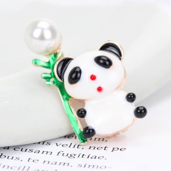 

pins, brooches cartoon animal panda brooch accessories zinc alloy pearl, Gray