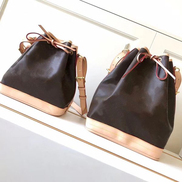 

luxury designer drawstring bucket bag women brown leather purse famous brand shoulder crossbody bags outdoor casual handbags travel pouch