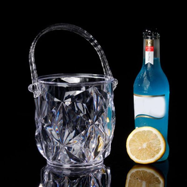 

ice buckets and coolers 1pcs bucket transparent round wine with removable handle for restaurant ktv bar acrylic ghs99