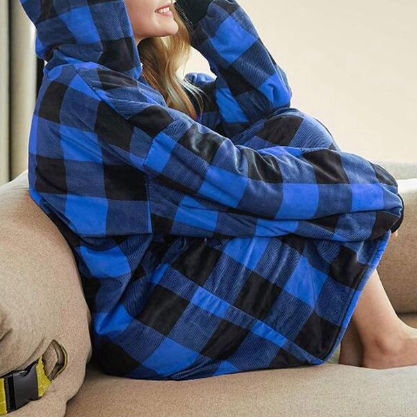 

blankets 2021 st fleece blanket with sleeves wearable hooded pockets