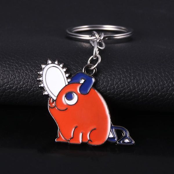 

keychains anime chainsaw man keychain cute devil pochita metal pendant key chain car keyring cosplay jewelry accessories, Silver