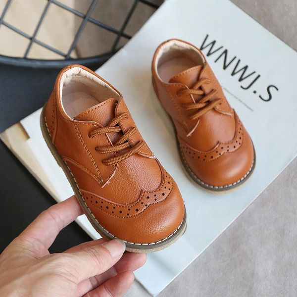 

athletic & outdoor spring autumn children leather shoes for boys girls casual kids soft bottom british style baby, Black