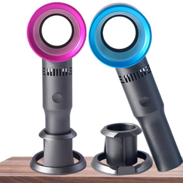 

summer mini portable bladeless fan cordless usb charging handheld cooling cooler 3 speed level leafless deskelectric fans