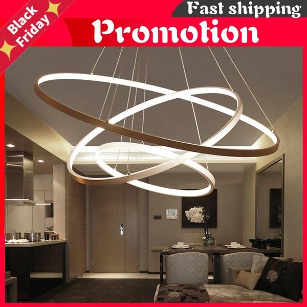 

pendant lamps 60cm 80cm 100cm modern lights for living room dining circle rings acrylic aluminum body led ceiling lamp fixtures