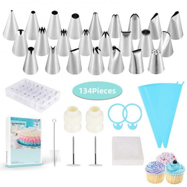 

s 134pcs multi-functional piping nozzle pastry tips bag box coupler supplies sets cake decorating tools kit baking to &