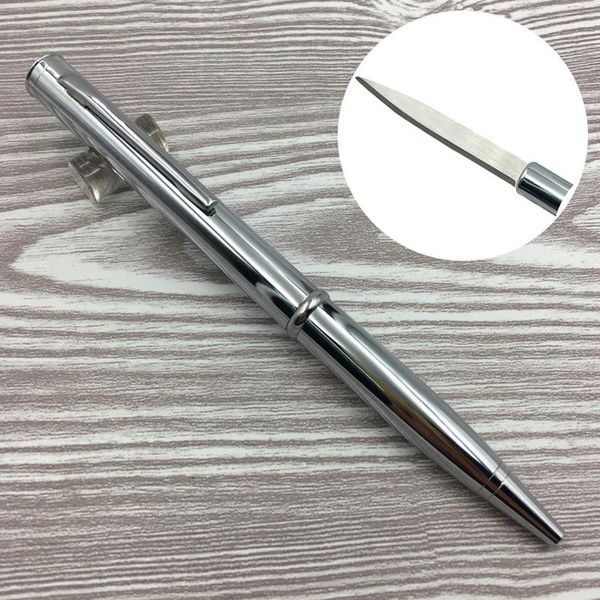 

multi-function smooth writing portable metal ballpoint pen outdoor instrument with edge 1.0 mm black ink pens, Blue;orange