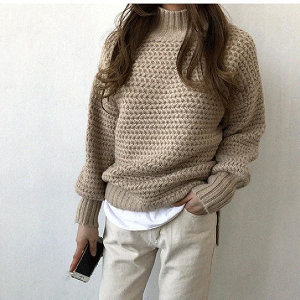 

women's sweaters 2021 winter women knitted female pullover wool solid twist concise loose elegant office lady casual all match, White;black