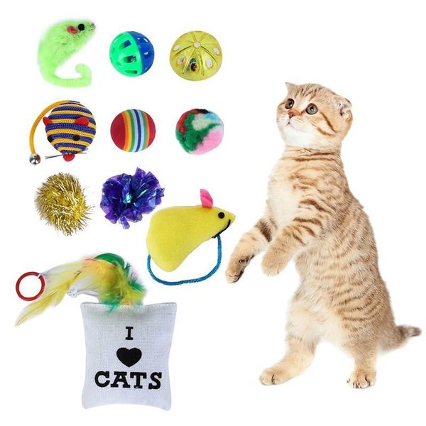 

cat toys 10/14 pcs/lot mini playing mouse gift for cats dogs kitten value pet ball rope random dog supplies