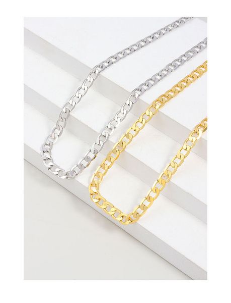 

2021 fashion street hip hop neck chain fashionable simple thick chain necklace collarbone chain neutral jewelry, Silver