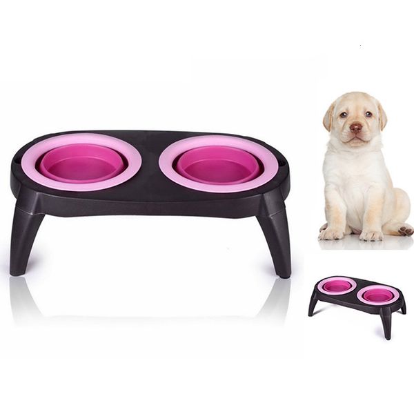 

dog bowls & feeders silicone double cat with stand non-slip feeding outdoor collapsible portable travel pet puppy water feeder uoq0