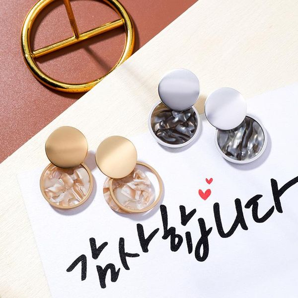 

dangle & chandelier 2021 design fashion jewelry personality round acrylic earrings gold metallic copper for girls gift woman, Silver