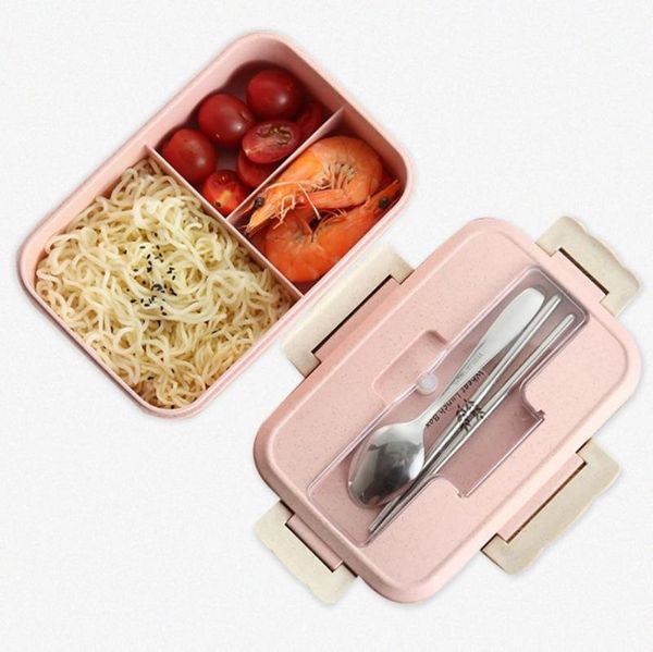 

dinnerware sets microwave lunch box wheat straw kitchen storage container children kids school office portable sealed bento