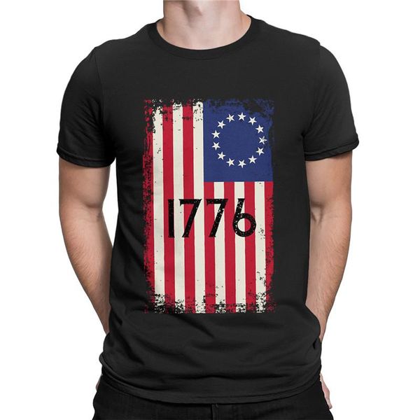 

men's t-shirts betsy ross camisa american flag 4th of july 1776 patriot vintage t-shirt short black shirt for men-women, White;black