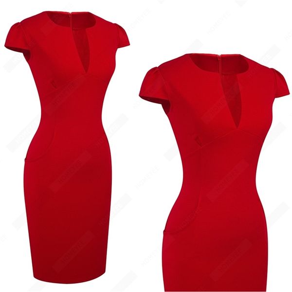 

summer charming celebrity style fashion pockets knee-length bodycon slim business sheath party dress e521, Black;gray