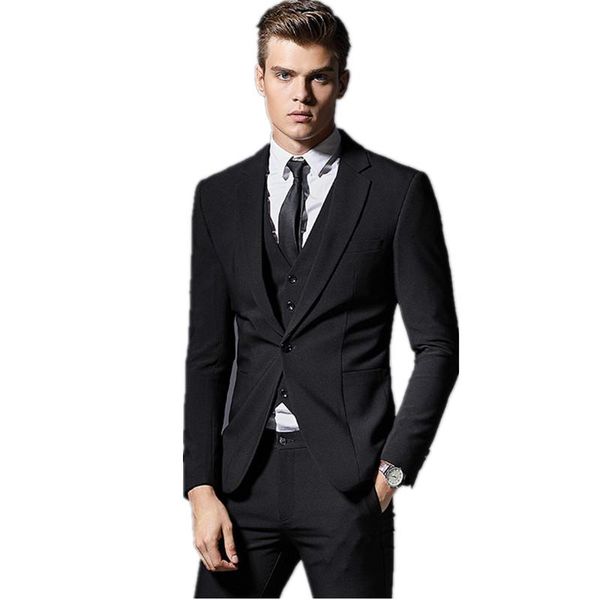 

fashion formal business blazer men groom three pieces brand mens suit jacket slim fit clothing single button wedding dress men's suits, White;black