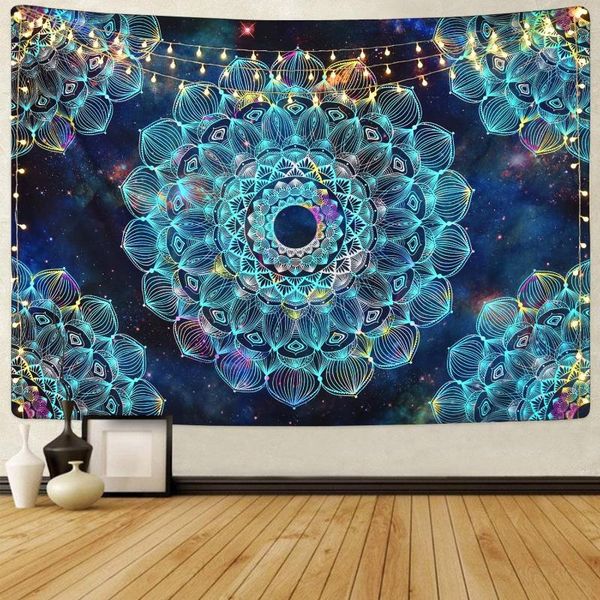 

tapestries fantasy mandala hippie bohemian blue floral mystery tapestry