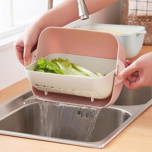 

storage bottles & jars double drain basket large kitchen multifunctional plastic rectangular fruit vegetable turnover box